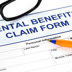 Closeup of dental benefits claim form