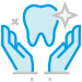 Animated icon of hands holding up sparkling tooth