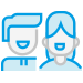 Animated icon of smiling man and woman