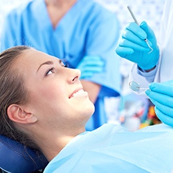 Smiling woman in dental chair