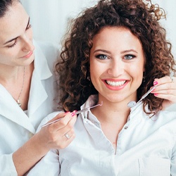 Patient smiling during dental appointment in Homer Glen