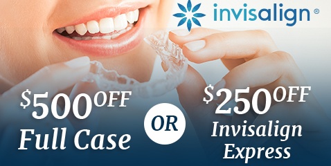 Patient placing Invisalign tray