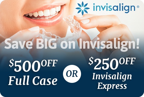 Coupon for $500 off full case of Invisalign or $250 off Invisalign Express